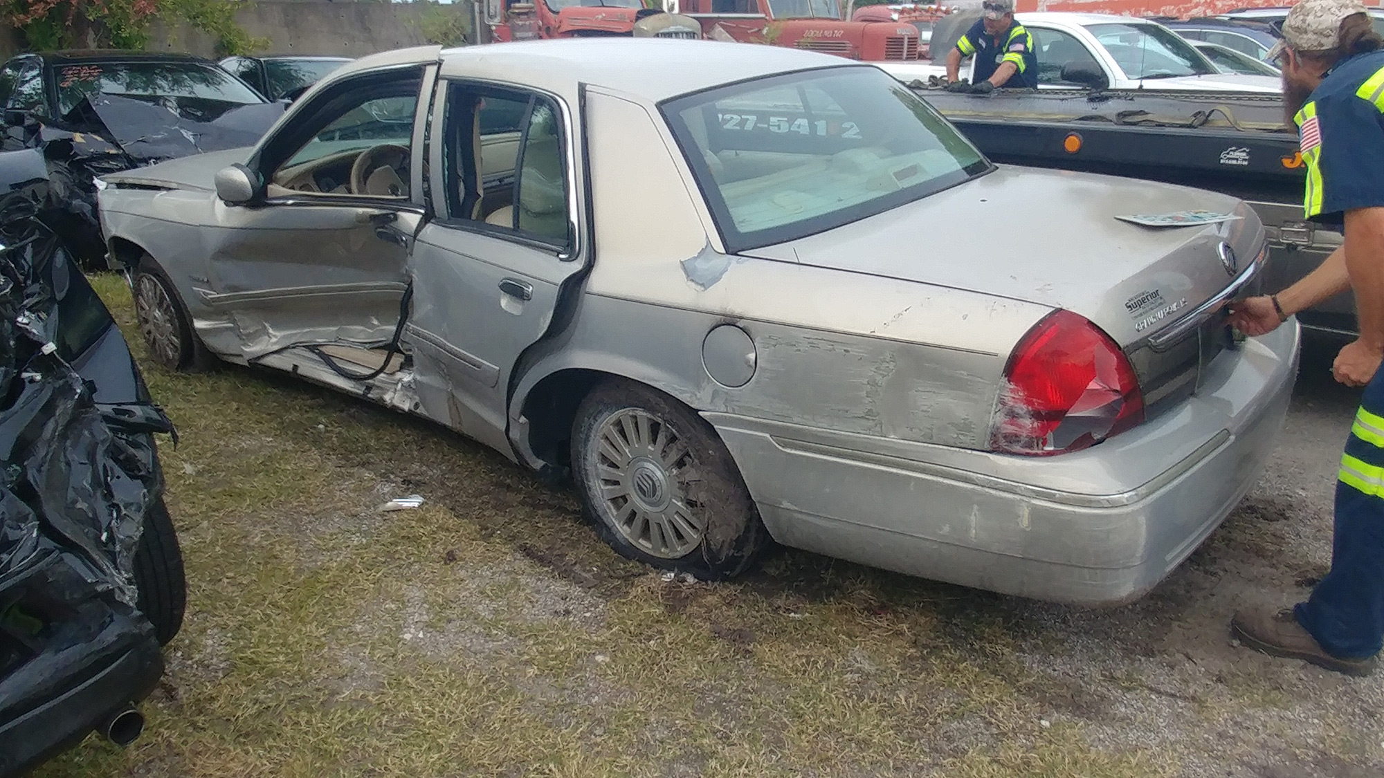 Totaled sedan car