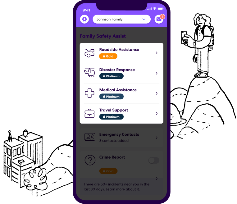 Emergency assistance page within Life360 app