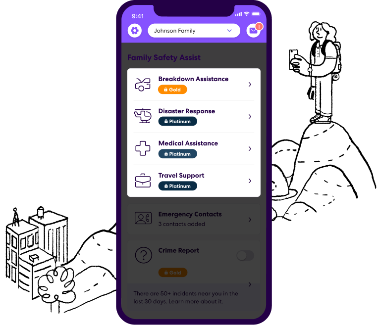 Emergency assistance page within Life360 app