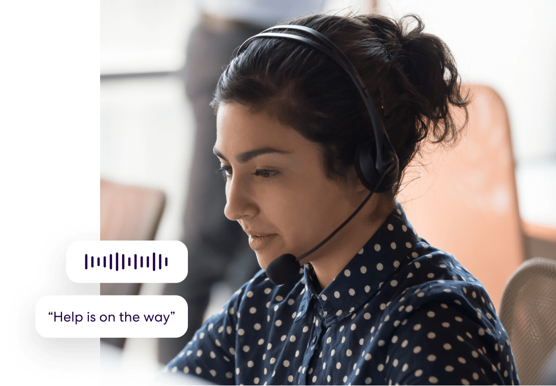 Female Emergency Dispatcher with a headset microphone