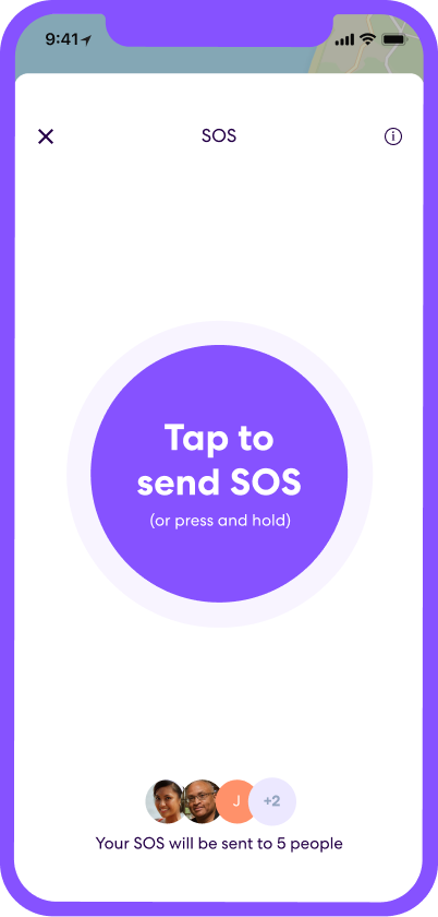 Life360 app tap to send SOS Help Alerts screen