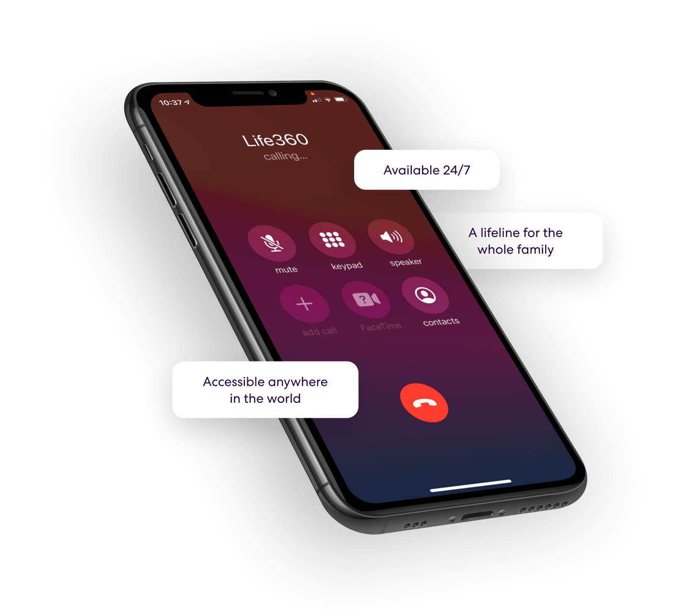 iPhone showing Life360 expert calling