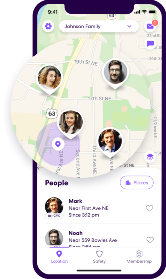 Phone showing Life360 map